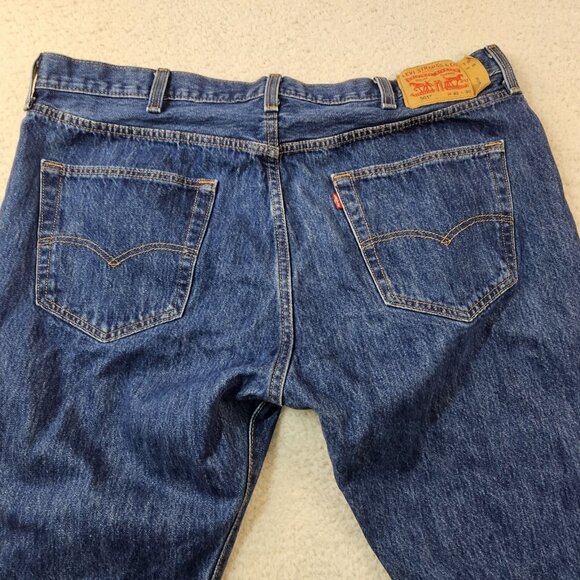 Levi's 501 Jeans Men's 42x30 Blue Denim Copper Rivets Button Fly Dark Wash - Picture 15 of 16